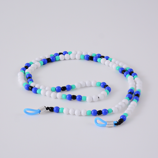 Colar Pérolas Coral Branco Azul e Verde