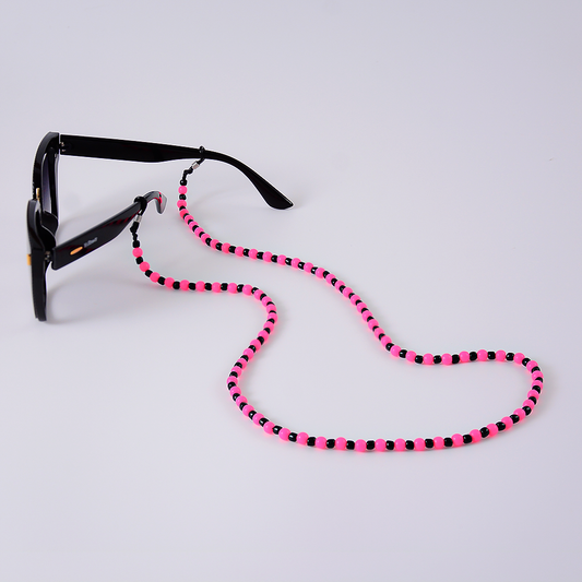 Colar Miçangas Coral Rosa e Preto