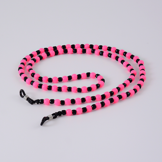 Colar Miçangas Coral Rosa e Preto